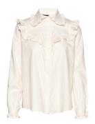 Whitney Organic Cotton/Lyocell Ruffle Blouse Tops Blouses Long-sleeved White Lexington Clothing