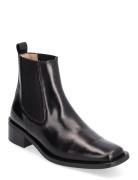 Booties - Block Heel - With Elas Shoes Boots Ankle Boots Ankle Boots Flat Heel Black ANGULUS