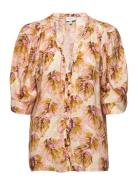 Esmay Palm Leaves Blouse Tops Blouses Short-sleeved Multi/patterned Dante6