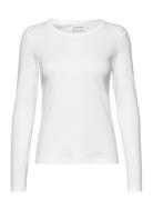 Smooth Cotton Crew Neck Tee Ls Tops T-shirts & Tops Long-sleeved White Calvin Klein