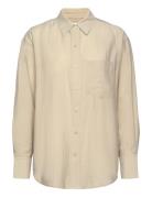 Relaxed Sheer Tencel Shirt Tops Shirts Long-sleeved Cream Calvin Klein