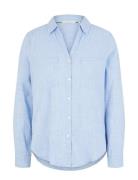 Blouse With Slub Structure Tops Shirts Long-sleeved Blue Tom Tailor