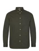 Costum Fit Cord Look Shirt - Gots/V Tops Shirts Casual Khaki Green Knowledge Cotton Apparel