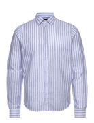 Jamie Cotton Linen Striped Shirt Ls Tops Shirts Casual Blue Clean Cut Copenhagen