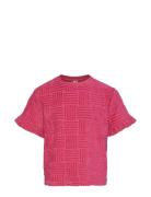 Pkkarolina Ss Terry Flounce Top Tops T-Kortærmet Skjorte Pink Pieces
