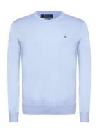 Slim Fit Textured Cotton Sweater Tops Knitwear Round Necks Blue Polo Ralph Lauren