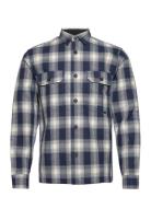 Structure Overshirt L/S Tops Shirts Casual Blue Lindbergh
