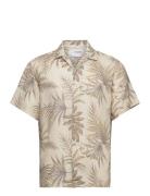 Slhrelax-Noa-Aop Shirt Ss Resort B Tops Shirts Short-sleeved Beige Selected Homme