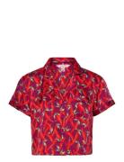 Jacket Ss Satin Boxy Peppers Tops Blouses Short-sleeved Multi/patterned Hunkemöller