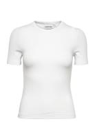 Modal Rib Crew Neck Tee Tops T-shirts & Tops Short-sleeved White Calvin Klein