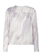 Shine Viscose Ls Top Tops Blouses Long-sleeved Purple Calvin Klein
