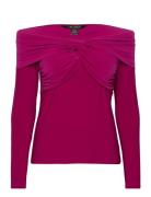 Jersey Off-The-Shoulder Top Tops T-shirts & Tops Long-sleeved Purple Lauren Ralph Lauren