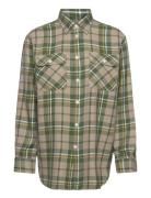 Relaxed Fit Plaid Twill Utility Shirt Tops Shirts Long-sleeved Green Polo Ralph Lauren
