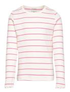 Striped Rib Longsleeve Tops T-shirts Long-sleeved T-Skjorte White Tom Tailor