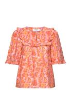 Mschtaila 2/4 Top Aop Tops Blouses Short-sleeved Orange MSCH Copenhagen