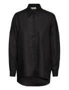 Bilbao Linen Shirt Tops Shirts Long-sleeved Black LEBRAND