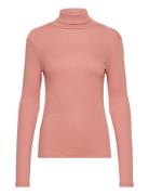 Arense Roll Neck Gots Tops T-shirts & Tops Long-sleeved Pink Basic Apparel