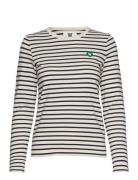 Moa Stripe Long Sleeve Gots Tops T-shirts & Tops Long-sleeved White Double A By Wood Wood