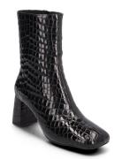 Boot Croco Shoes Boots Ankle Boots Ankle Boots With Heel Black Sofie Schnoor