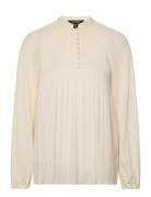 Pleated Georgette Blouse Tops Blouses Long-sleeved Cream Lauren Ralph Lauren