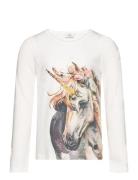 Angela - T-Shirt Tops T-shirts Long-sleeved T-Skjorte White Hust & Claire