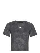 Aop Flower Tee Sport T-shirts & Tops Short-sleeved Black Adidas Performance