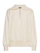 Sportswear Collar Zip Sweat Tops Sweatshirts & Hoodies Sweatshirts Cream GANT