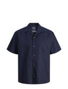 Jjesummer Resort Linen Shirt Ss Sn Tops Shirts Short-sleeved Navy Jack & J S