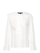 Crepe Light Asymm Frill Shirt Tops Blouses Long-sleeved White French Connection