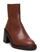 Bootie - Block Heel - With Zippe Shoes Boots Ankle Boots Ankle Boots With Heel Brown ANGULUS