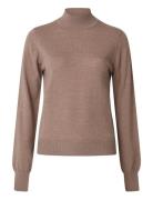 Ellen Merino Wool Mock Neck Sweater Tops Knitwear Jumpers Brown Lexington Clothing