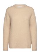 Hairy Texture C-Neck Tops Knitwear Jumpers Beige GANT