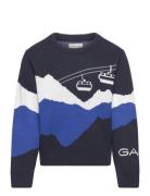 Alpine Jacquard C-Neck Tops Knitwear Pullovers Navy GANT