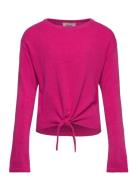 Kognew Amalia Ls Knot O-Neck Knt Tops T-shirts Long-sleeved T-Skjorte Pink Kids Only