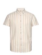 Jjjoshua Oxford Stripe Shirt Ss Tops Shirts Short-sleeved Beige Jack & J S