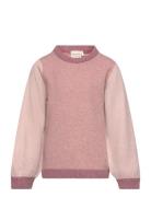 Pullover Ls Knit Tops Knitwear Pullovers Pink Minymo