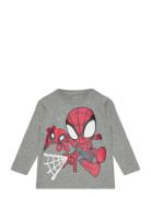 Nmmdomi Spidey Ls Top Mar Tops T-shirts Long-sleeved T-Skjorte Grey Name It