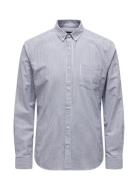 Onsremy Ls Reg Wash Stripe Oxford Shirt Tops Shirts Casual Blue ONLY & SONS