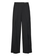 Overlap Wide-Leg Trousers Bottoms Trousers Suitpants Black Hope