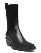 Western 2 Leathers Shoes Boots Ankle Boots Ankle Boots With Heel Black Apair