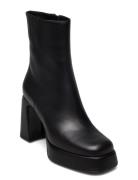 New Plateau Bootie Square Shoes Boots Ankle Boots Ankle Boots With Heel Black Apair