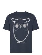 Regular Big Owl Front Print T-Shirt Tops T-Kortærmet Skjorte Blue Knowledge Cotton Apparel