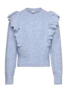 Sweater Flounce At Shoulder Tops Knitwear Pullovers Blue Lindex