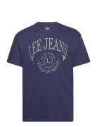 Varsity Tee Tops T-Kortærmet Skjorte Navy Lee Jeans