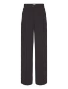 Structure Twill Wide Leg Pant Bottoms Trousers Wide Leg Black Calvin Klein