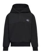 Mix Media Monochrome Hoodie Tops Sweatshirts & Hoodies Hoodies Black Calvin Klein