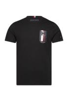 H Emblem Tee Tops T-Kortærmet Skjorte Black Tommy Hilfiger