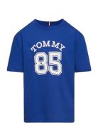 Mesh Varsity Tee S/S Tops T-Kortærmet Skjorte Blue Tommy Hilfiger