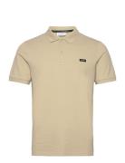 Stretch Pique Slim Polo Tops Polos Short-sleeved Beige Calvin Klein