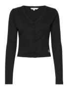 Woven Label Rib Ls Cardigan Tops T-shirts & Tops Long-sleeved Black Calvin Klein Jeans